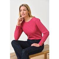 Pure Collection Women's Button Sleeve Top in Dark Pink | Size: 12