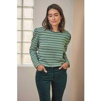 Pure Collection Women's Button Sleeve Top in Bottle Green | Size: 8