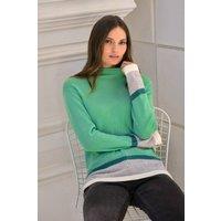 Pure Collection Women's Gassato Striped Colour Block Sweater in Mint | Size: 8