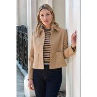 Pure Collection Women's Wool Blend Collar Jacket in Brown | Size: 16