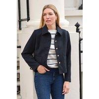 Pure Collection Women's Wool Blend Collar Jacket in Navy | Size: 16