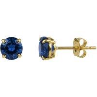 Spero London Women's 9ct Gold Synthetic Sapphire Stud Earrings