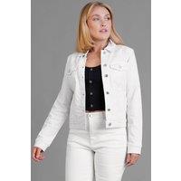 Enorsia Women's White Denim Trucker Jacket | Size: 12