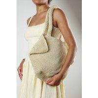 Where's That From Women's 'Givana' Woven Texture Shoulder Shopper Bag in Cream