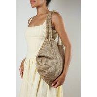 Where's That From Women's 'Givana' Woven Texture Shoulder Shopper Bag in Tan