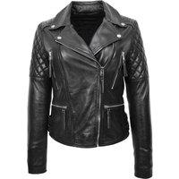 House of Leather Women's Womens Real Leather Biker Jacket Claudia Black 20 | Size: 18