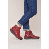 Moshulu Women's 'Vagar' Ruched Leather Ankle Boots in Red | Size: 6