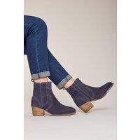 Moshulu Women's 'Morisot' Western Inspired Heeled Ankle Boot in Indigo | Size: 4