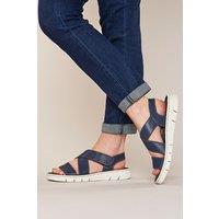 Moshulu Women's 'Whitby' Leather Cross-Over Sandals in Indigo | Size: 6