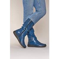 Moshulu Women's 'Malmo' Ruched Leather Boots in Blue | Size: 5