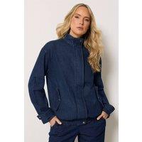 Long Tall Sally Women's Tall Denim Funnel Neck Bomber Jacket in Indigo | Size: 14