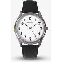 Sekonda Men's Easy Reader Silver & Black Leather Watch 3621 in White