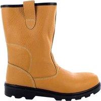 Grafters Men's Leather Safety Rigger Padded Ankle Toe Cap Boots in Tan | Size: 9