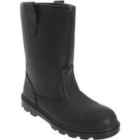Grafters Men's Leather Safety Rigger Treaded Sole Toe Cap Boots in Black | Size: 7