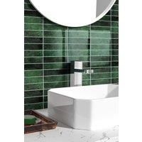 Living and Home 10Pcs 3D Rectangle Straight Pattern Self-Adhesive Wall Tile Stickers in Dark Green