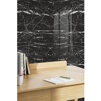 Living and Home 300x61cm Black Self-Adhesive PVC Wallpaper with Marble Effect | Size: 300x61 cm