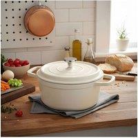 Living and Home 2.75/4.75L Non-Stick Enamel Cast Aluminium Cooking Pot Dutch Oven Cookware in Cream | Size: Medium
