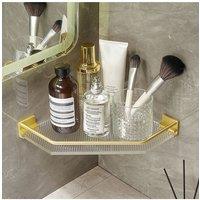 Living and Home Acrylic Bathroom Corner Shelf Adhesive Shower Organiser in Gold