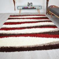Bravich LTD Thick Shaggy Waves Rug - California in Red | Size: 60 cm x 230 cm