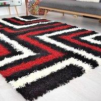 Bravich LTD Thick Shaggy Tides Rug - California in Red | Size: 60 cm x 230 cm