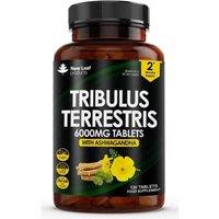 New leaf health Tribulus Terrestris 6000mg High Strength Enriched with Ashwagandha 120 Tablets in Dark Green