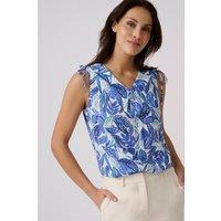 Damart Women's Climatyl Sleeveless Printed Blouse in Blue | Size: 22