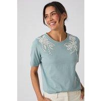 Damart Women's 1 Floral Print Top Cotton Jersey Regular Fit Scoop Neck in Pale Green | Size: 10-12