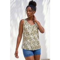 Roman Women's Abstract Spot Print Button Vest in Khaki | Size: 10