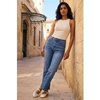 Roman Women's Straight Leg Stretch Jeans in Light Blue | Size: 8