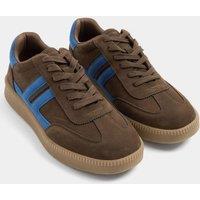 Yours Women's Side Stripe Gum Sole Trainers In Wide E Fit in Chocolate | Size: 4EEE
