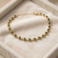 Harfi Women's Peridot August Birthstone Heart Tennis Gold Plated Bracelet
