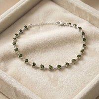 Harfi Women's Peridot August Birthstone Heart Tennis Sterling Silver Bracelet