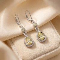 Harfi Women's Peridot August Birthstone Teardrop Dangle Sterling Silver Earrings in Green