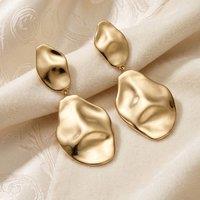Harfi Women's Gold Plated Hammered Teardrop Dangle Earrings