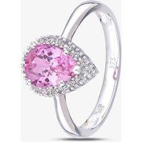 T.H.Baker Women's 9ct White Gold Pink Sapphire Diamond Pear Clustert Ring in Silver | Size: K
