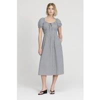 Finery London Women's Petite Kaitlyn Cotton Gingham Midi Dress in Black | Size: 20