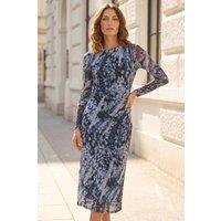 Roman Women's Petite Abstract Mesh Dress in Grey | Size: 16