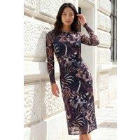 Roman Women's Petite Abstract Mesh Dress in Chocolate | Size: 18