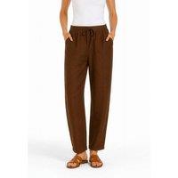 Kettlewell Women's Tapered Linen Blend Trousers in Chocolate | Size: 12
