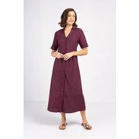 Kettlewell Women's Short Sleeve Linen Shirt Dress in Aubergine | Size: 12