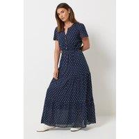 Long Tall Sally Women's Tall Spot Tiered Maxi Dress in Dark Navy | Size: 8