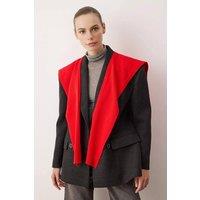 WOVCOR Women's Knit Shawl Style Sweater Layer in Red