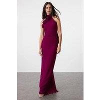 WOVCOR Women's Woven Maxi Elegant Evening Dress with Rose Detail in Plum | Size: 12