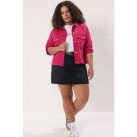 WOVCOR Women's Button Front Pocket Detail Casual Jacket in Fuchsia | Size: 16
