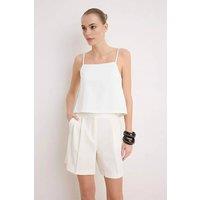 WOVCOR Women's Minimal Strappy Square Neck Relaxed Woven Blouse in White | Size: 8