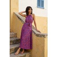 WOVCOR Women's Abstract Halterneck Tie Waist Maxi Holiday Dress | Size: 10