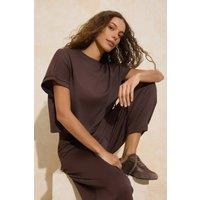 WOVCOR Women's Soft Touch Oversized Top & Tapered Trouser Co Ord Set in Brown | Size: XL