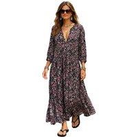 Soul of Sita Women's Inky black Cotton / Silk maxi dress | Size: Medium/Large