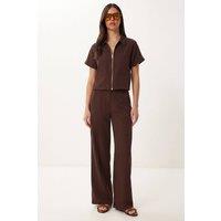 Happiness Istanbul Women's Vest & Wide-Leg Trouser Coord in Brown | Size: Small