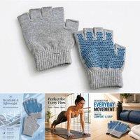 Hinsinc Unisex Fingerless Anti-Slip Yoga Gloves in Grey | Size: 0-12 m